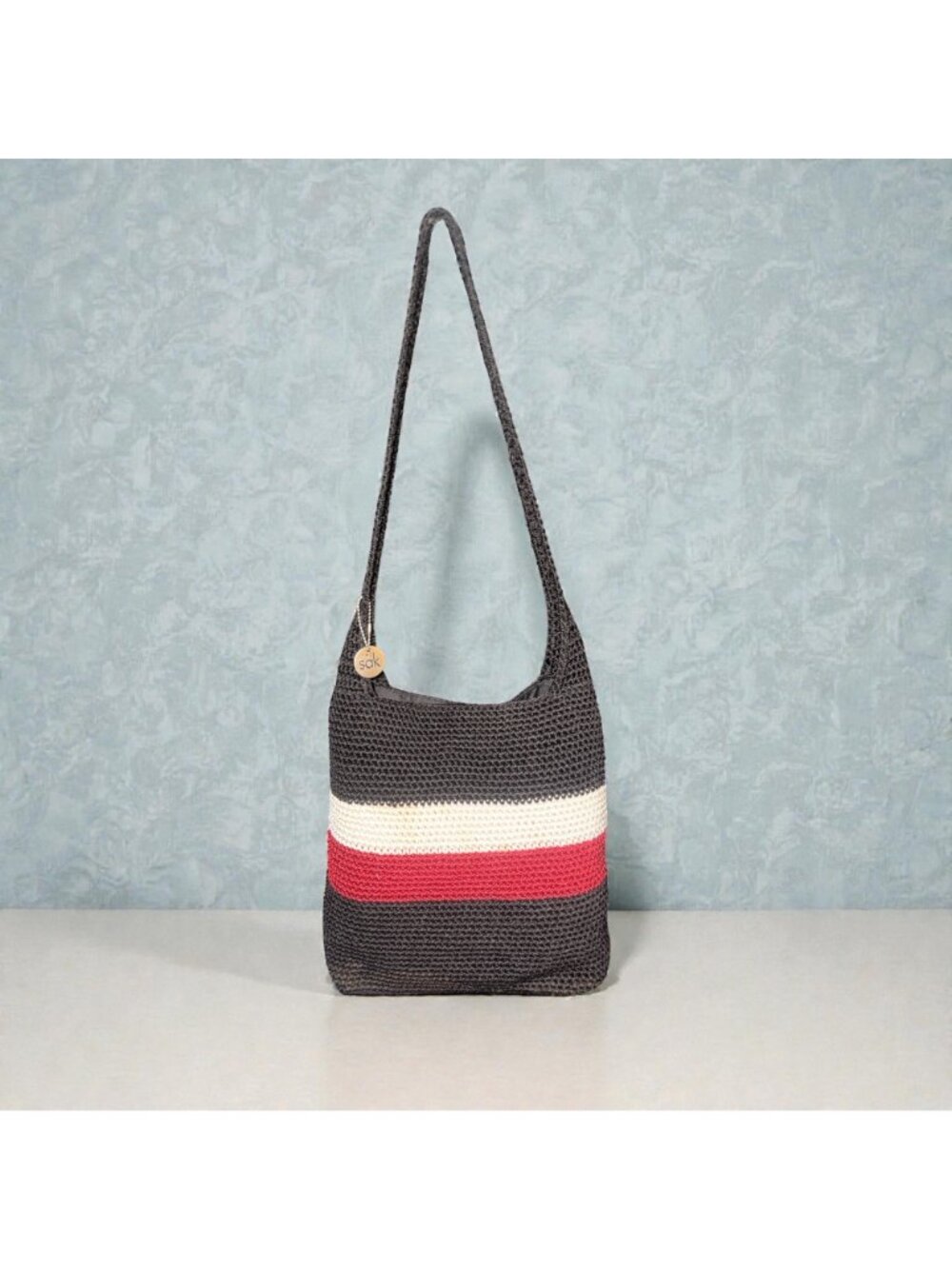 The Sak Hobo Shoulder Bag Black Red Beige Crocheted Slouchy Tote Casual Boho - Picture 2 of 7